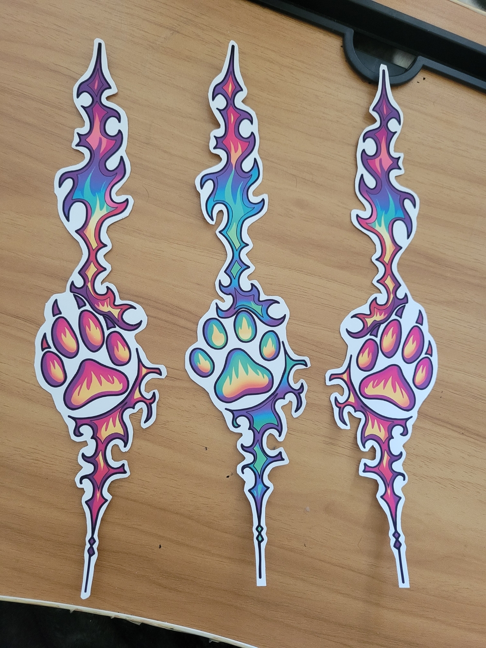 🖤 NEW🖤 Psychedelic Paw Print Sticker - Multicolor Flame Design